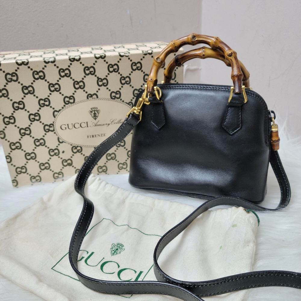 100% Authentic GUCCI VINTAGE bamboo mini crossbody